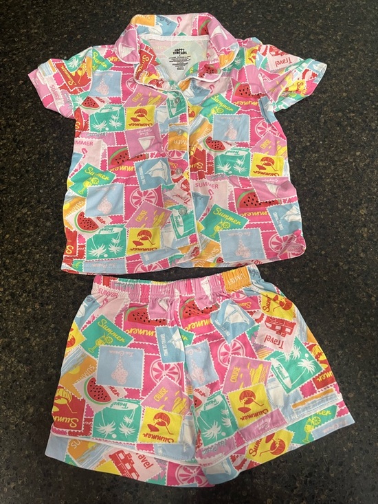 Happy Threads Other - Happy Threads SET Pink Summer Fun Short Sleeve & Shorts Pajamas Little Girls